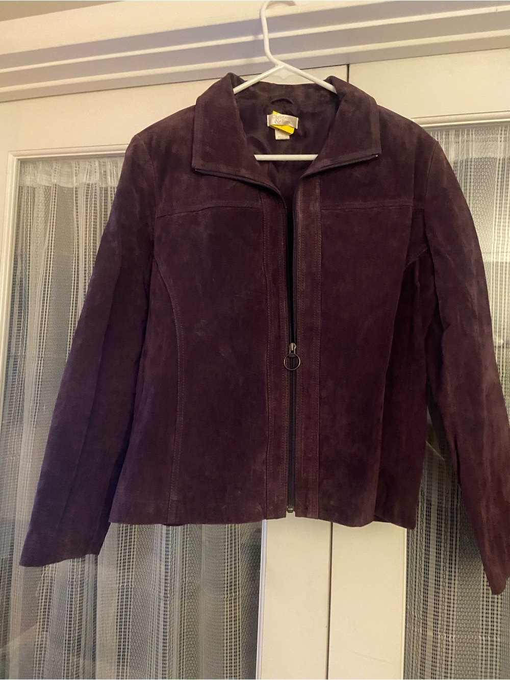 Christopher & Banks Deep Purple Suede Zip Jacket